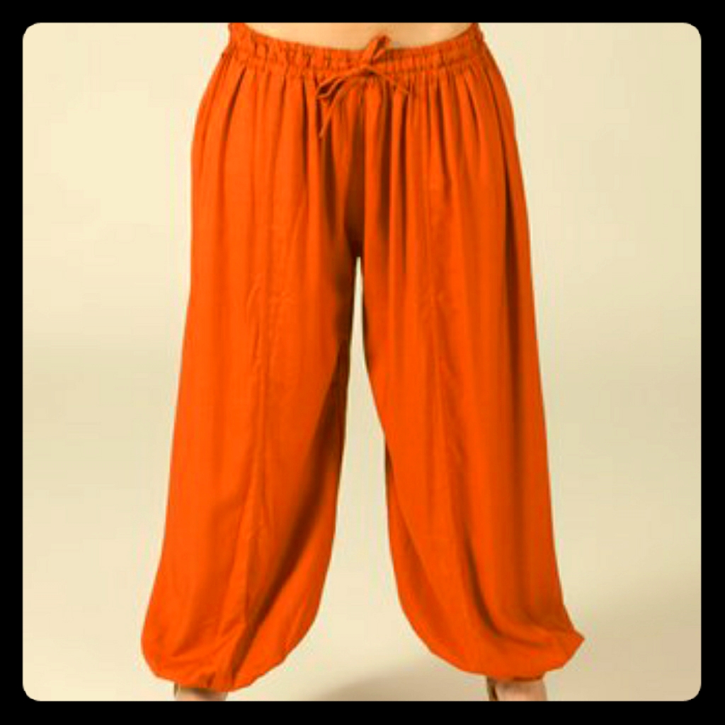Rust Button Cuff Harem Pants